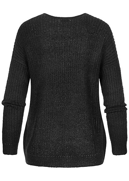JDy by ONLY Dames NOOS Oversized V-Neck gebreide Trui zwart