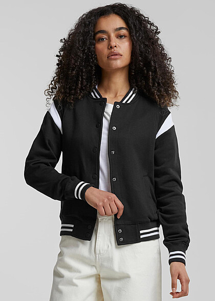 Urban Classics Dames Collage Jasje met drukknopen zwart wit