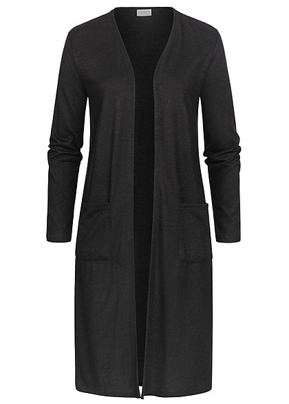 JDY by ONLY Dames Solid Longform Cardigan 2-Pockets zwart