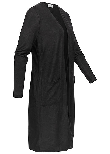JDY by ONLY Dames Solid Longform Cardigan 2-Pockets zwart