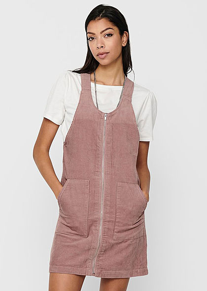 JDY by ONLY Damen Mini Cord Jeans Kleid mit Zipper vone 2-Pockets woodrose rosa