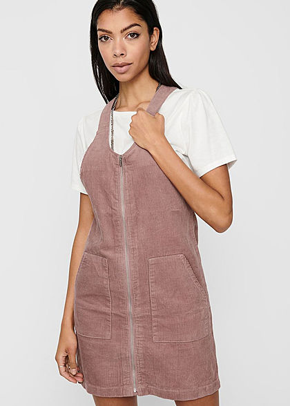 JDY by ONLY Damen Mini Cord Jeans Kleid mit Zipper vone 2-Pockets woodrose rosa