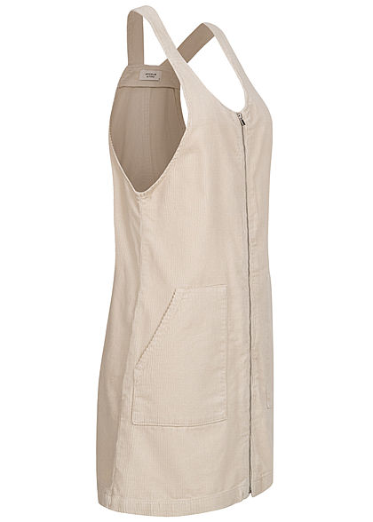 JDY by ONLY Damen Mini Cord Jeans Kleid mit Zipper vone 2-Pockets silver birch beige