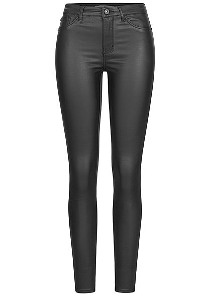 JDY by ONLY Dames NOOS Coated Imitatieleren High Skinny Jeans Broek zwart