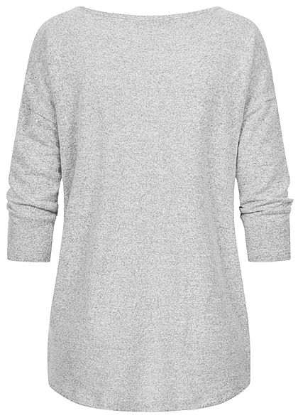 Fresh Made Dames 3/4 Longform Shirt Longsleeve lichtgrijs melange