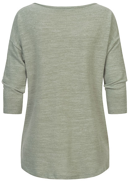 Fresh Made Dames 3/4 Longform Shirt Longsleeve vintage groen melange