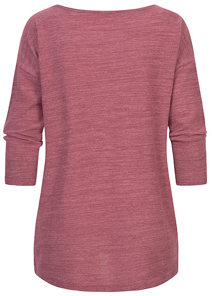 Fresh Made Dames 3/4 Longform Shirt Longsleeve vintage berry rood melange