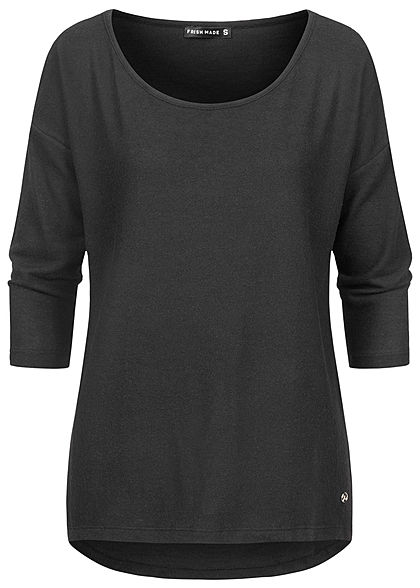 Fresh Made Dames 3/4 Longform Shirt Longsleeve zwart