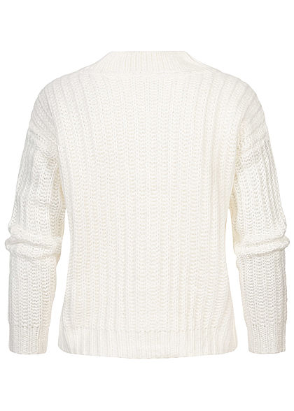 Urban Surface Dames v-hals gebreid Cardigan met knoopsluiting structur strepen off wit