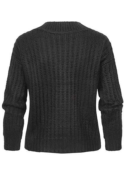 Urban Surface Dames V-hals gebreid Cardigan knoopsluiting structur strepen zwart