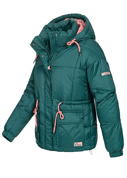 Stitch and Soul Dames Winterjas met Kap 2-Pockets seam moss groen