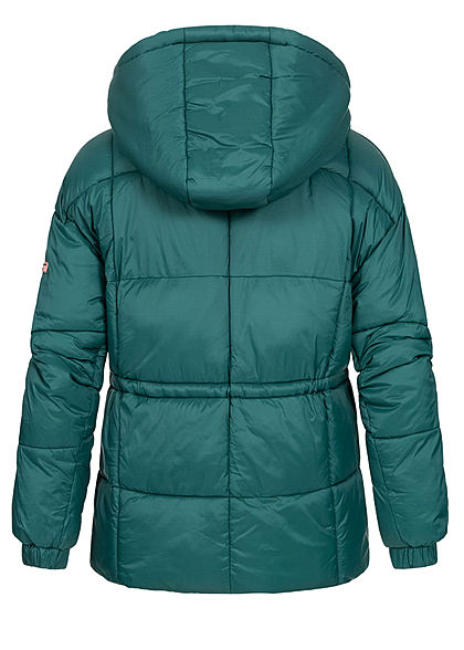 Stitch and Soul Dames Winterjas met Kap 2-Pockets seam moss groen