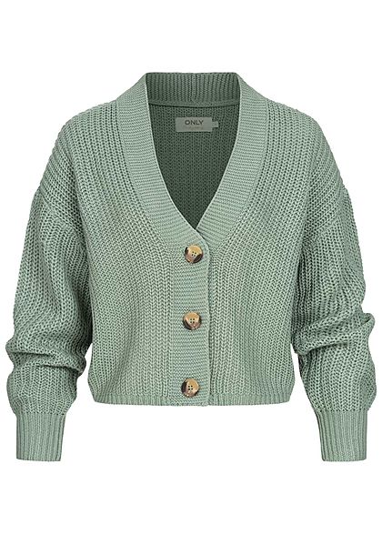 ONLY Dames V-Neck gebreide Cardigan chinois groen