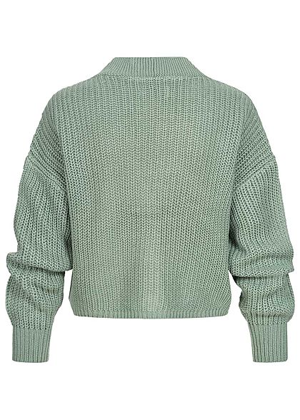 ONLY Dames V-Neck gebreide Cardigan chinois groen