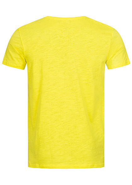 Sublevel Herren Surfer T-Shirt mit Frontprint zitronen gelb
