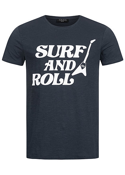 Sublevel Herren Surfer T-Shirt mit Frontprint navy blau