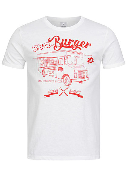 Sublevel Herren BBQ T-Shirt Burger Frontprint weiss - Art.-Nr.: 21010330