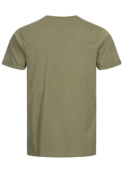 Sublevel Herren T-Shirt mit Brusttasche & Ärmelumschlag ivy oliv grün