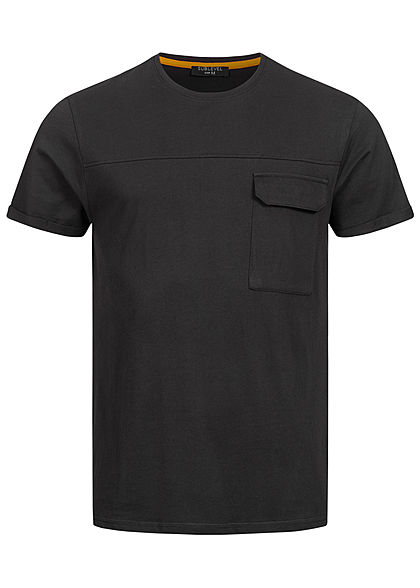 Sublevel Herren T-Shirt mit Brusttasche & rmelumschlag schwarz
