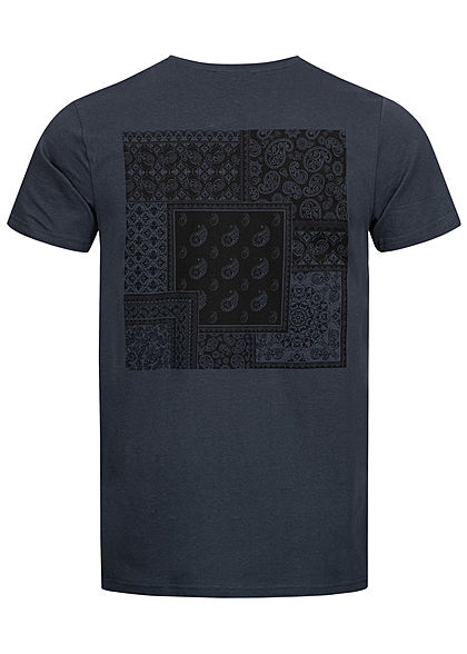 Sublevel Herren T-Shirt mit Paisley Pigment Print navy blau