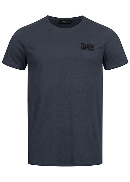 Sublevel Herren T-Shirt mit Paisley Pigment Print navy blau