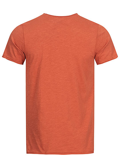 Sublevel Herren T-Shirt mit Brusttasche & offenen Kanten terracotta rot