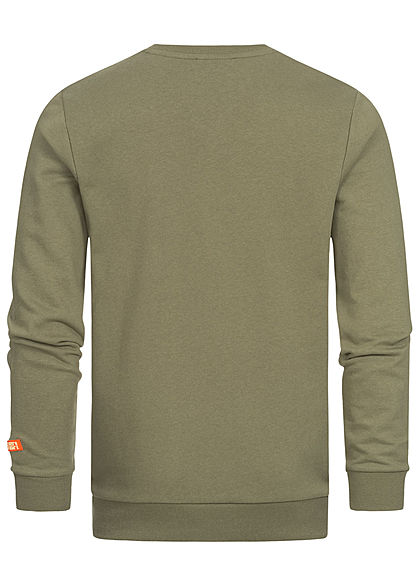 Sublevel Herren Sweater Pullover mit Brusttasche vintage oliv grün