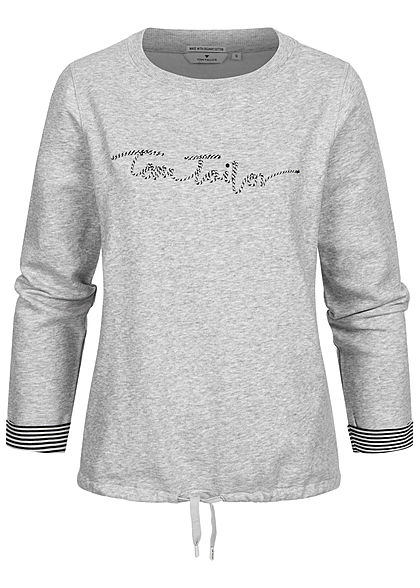 Tom Tailor Dames Sweatshirt Logo Print comfort grijs melange