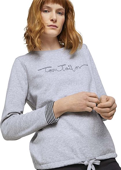 Tom Tailor Dames Sweatshirt Logo Print comfort grijs melange