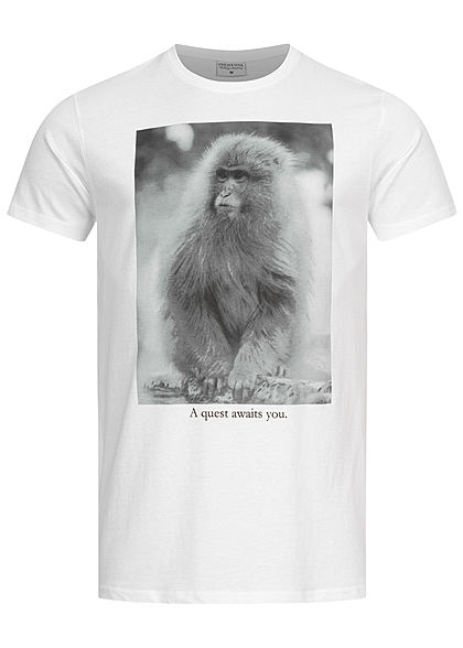 Stitch & Soul Heren T-Shirt Aap Print wit - Art.-Nr.: 21020370