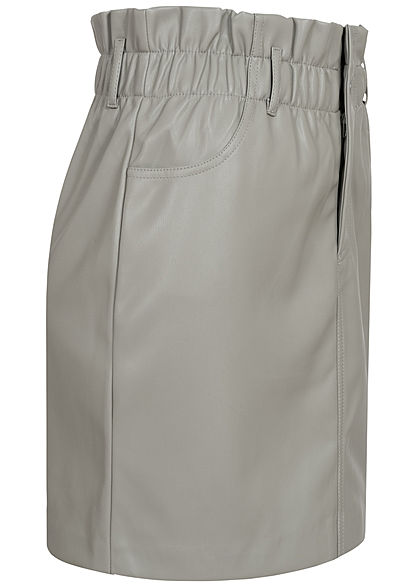 ONLY Dames Mini Paperbag Kunstleer Rok 2 Pockets shadow grijs