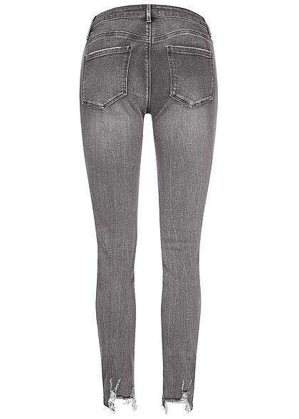 TALLY WEiJL Dames Skinny Jeans Low Waist Destroy Look washed grijs denim