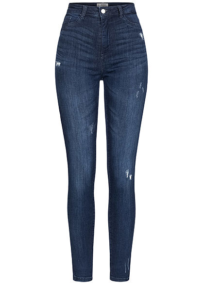 TALLY WEiJL Dames High-Waist Skinny Jeans Destroy Look rinse indigo