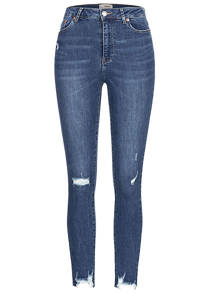 TALLY WEiJL Dames High-Waist Skinny Jeans Destroy Look denim blauw