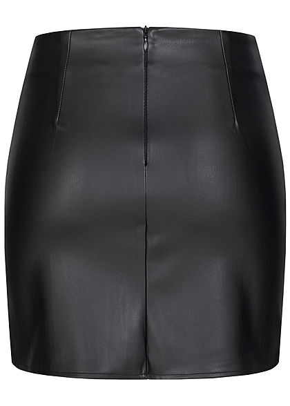 TALLY WEiJL Damen Kunstleder Mini Rock Schlitz seitlich Zipper hinten schwarz