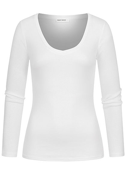 TALLY WEiJL Dames Basic V-Neck Longsleeve wit