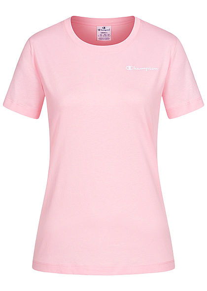 Champion Damen Basic Logo T-Shirt rosa weiss