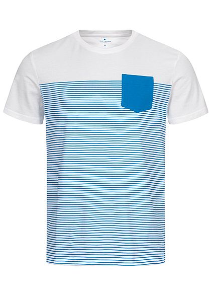 Tom Tailor Heren T-Shirt brilliant blauw wit
