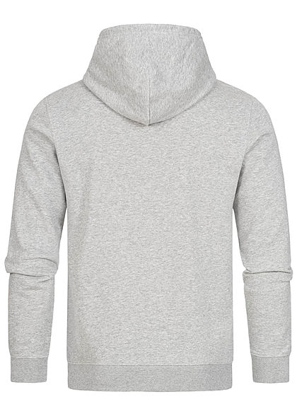 Champion Herren Basic Hoodie Kapuze Kängurutasche & Logo Aufnäher grau schwarz melange