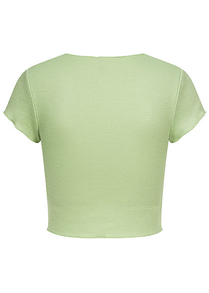 ONLY Dames Ribbed Crop Top T-Shirt sprucestone groen