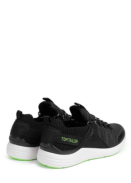 Tom Tailor Herren Schuh Struktur Sneaker zum schnüren schwarz lime grün