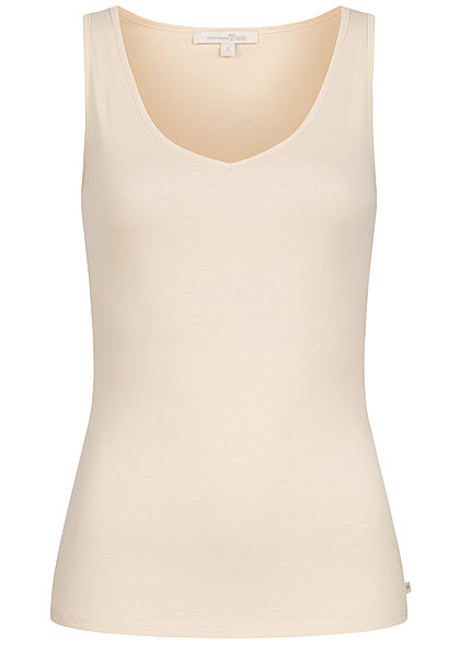 Tom Tailor Damen Basic V-Neck Slim Fit Top soft creme beige
