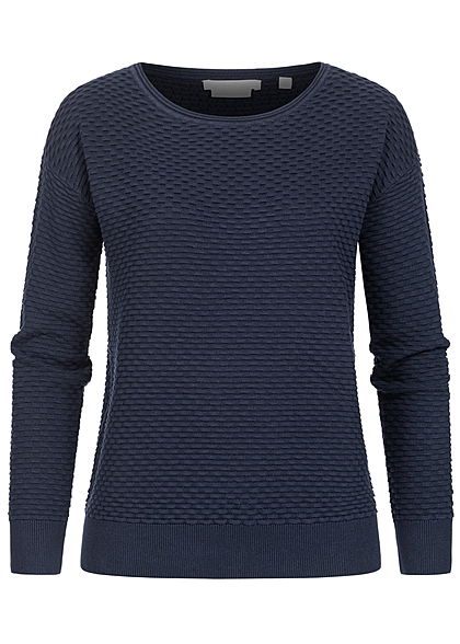 Tom Tailor Damen Struktur Pullover Sweater mit Waffelstruktur sky captain