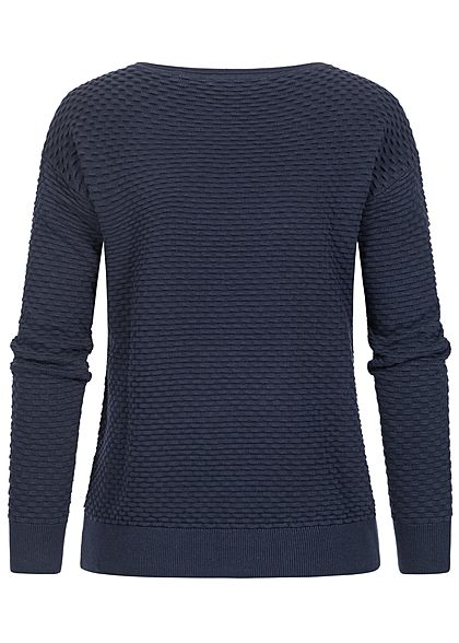 Tom Tailor Damen Struktur Pullover Sweater mit Waffelstruktur sky captain
