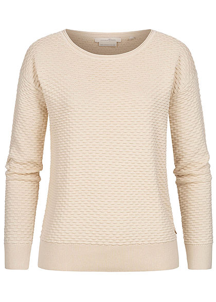 Tom Tailor Damen Struktur Pullover Sweater mit Waffelstruktur creme beige - Art.-Nr.: 21020710