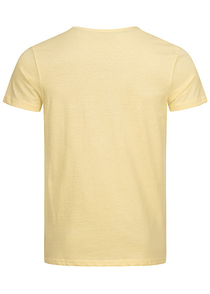 Eight2Nine Herren T-Shirt mit Logo Print creamy gelb