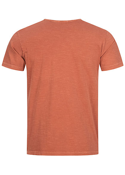 Hailys Herren Basic T-Shirt mit Brusttasche unicolor rust orange braun