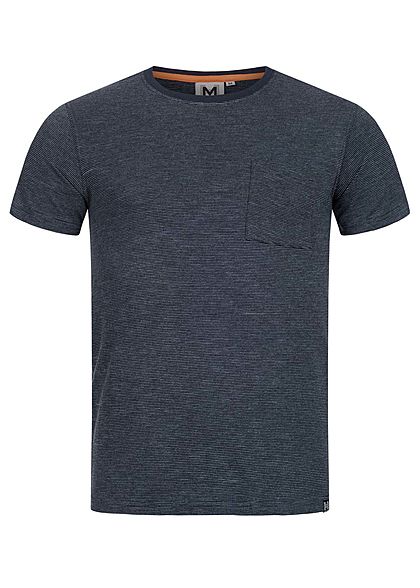 Hailys Herren Basic T-Shirt mit Brusttasche Streifen1 Muster navy blau
