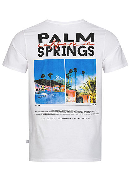 Hailys Herren T-Shirt Palm Springs California Print Rückseite weiss