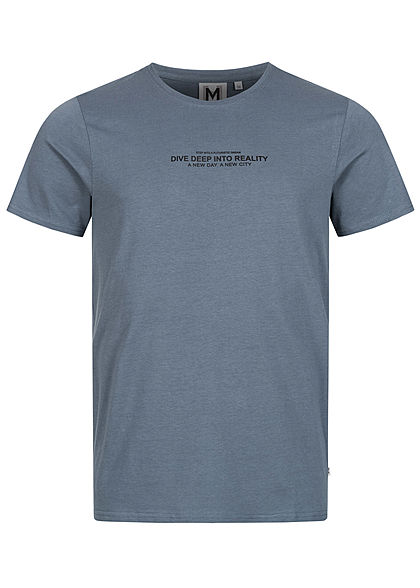 Hailys Herren T-Shirt Reality Palmen Print auf Rückseite blau